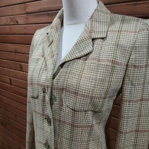 Vintage 90s Jones New York Womans Size 4P Plaid Blazer Minimalist Preppy